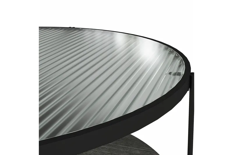 Marinko Rundt Sofabord med Hyller i Glass og Metall - Klar - Møbler - Bord - Sofabord & salongbord