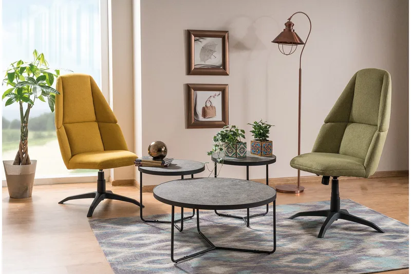 Marore Settbord Rundt - Grå/Svart - Møbler - Bord - Sofabord & salongbord