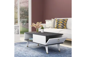 Marteby Sofabord 90x42,4x90 cm - Svart/Hvit - Møbler - Bord - Sofabord & salongbord