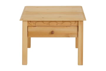 Marzell 60 cm Kvadratisk Sofabord med Skuffer i Massivt Tre - Beige - Møbler - Bord - Sofabord & salongbord