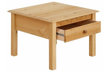 Marzell 60 cm Kvadratisk Sofabord med Skuffer i Massivt Tre - Beige - Møbler - Bord - Sofabord & salongbord