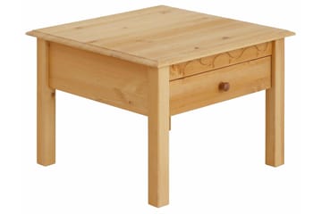 Marzell 60 cm Kvadratisk Sofabord med Skuffer i Massivt Tre - Beige - Møbler - Bord - Sofabord & salongbord
