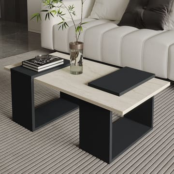 Matris Sofabord 90x37x46,6 cm - Travertin og antrasitt - Møbler - Bord - Sofabord & salongbord - Sofabord med oppbevaring