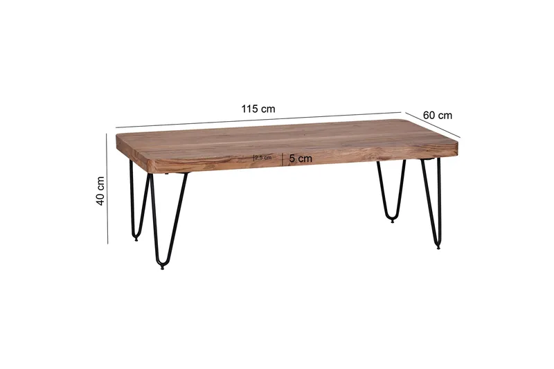 Mayotte Sofabord 115 cm - Akacia/Svart - Møbler - Bord - Sofabord & salongbord