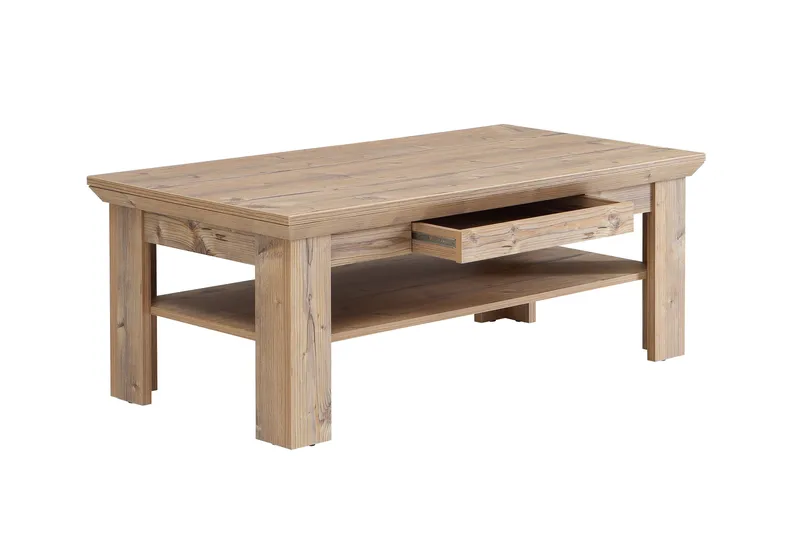 Mccoys Sofabord 120 cm med Oppbevaringshylle + Skuff - Brun - Møbler - Bord - Sofabord & salongbord - Sofabord med oppbevaring