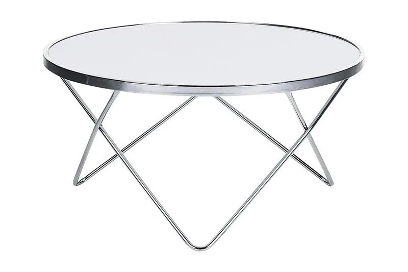 Meerah Sofabord 80 cm Rundt, Hvit/Sølv