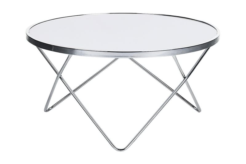 Meerah Sofabord 80 cm Rundt, Hvit/Sølv