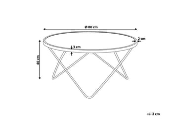 Meerah Sofabord 80 cm Rundt Marmormønster - Glass/Hvit/Gull - Møbler - Bord - Sofabord & salongbord
