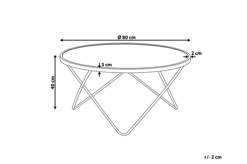 Meerah Sofabord 80 cm Rundt Marmormønster - Glass/Hvit/Gull - Møbler - Bord - Sofabord & salongbord