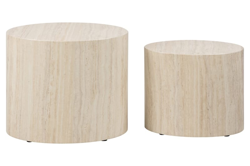 Mirol 33x48 cm Ovalt Sofabord i Stein - Beige - Møbler - Bord - Sofabord & salongbord