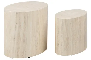 Mirol 33x48 cm Ovalt Sofabord i Stein - Beige - Møbler - Bord - Sofabord & salongbord