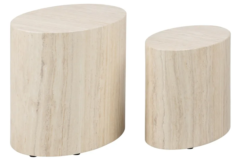 Mirol 33x48 cm Ovalt Sofabord i Stein, Beige
