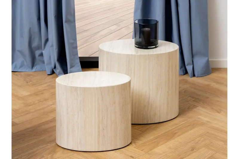 Mirol 33x48 cm Ovalt Sofabord i Stein - Beige - Møbler - Bord - Sofabord & salongbord