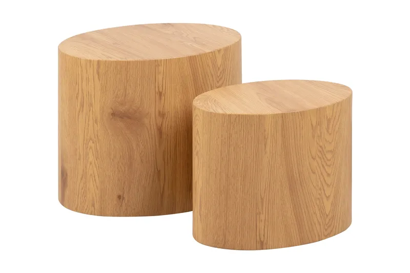 Mirol Settbord 48 cm Ovalt Sofabord i Eik, Brun