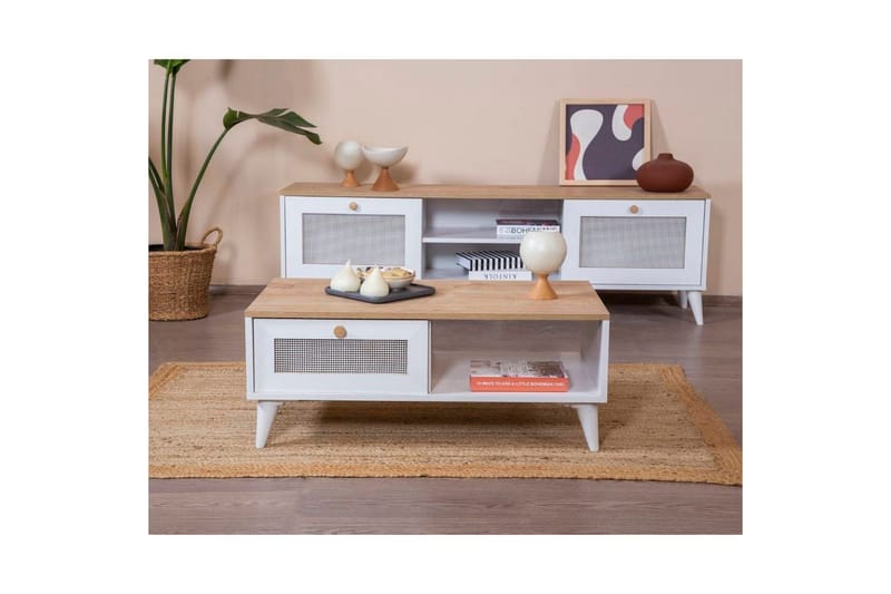 Sofabord Mjudi Hvit / Eik - Hvit / Eik - Møbler - Bord - Sofabord & salongbord