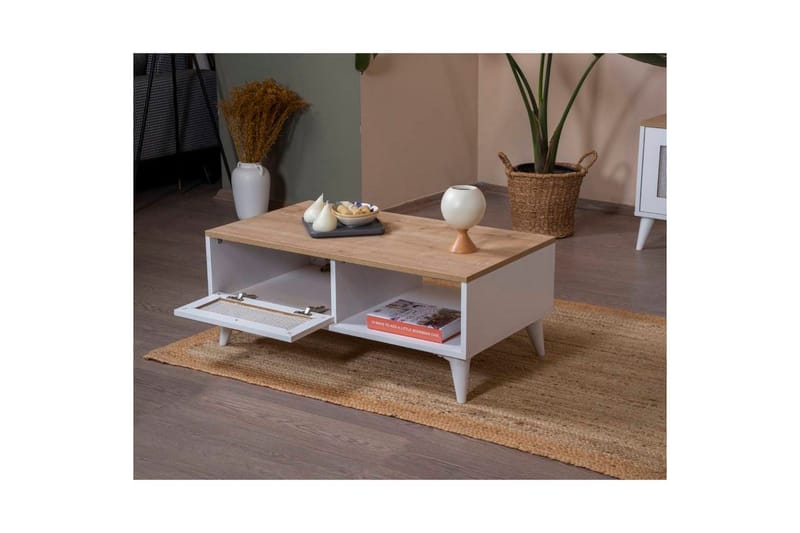 Sofabord Mjudi Hvit / Eik - Hvit / Eik - Møbler - Bord - Sofabord & salongbord