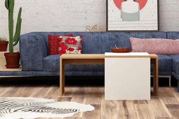 Mod Design Settbord 90 cm 2 Bord - Tre/Hvit - Møbler - Bord - Sofabord & salongbord