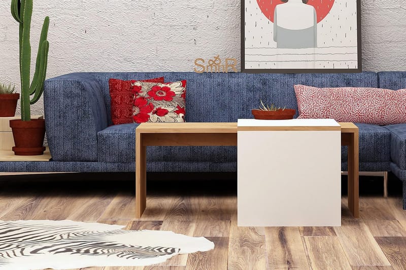 Mod Design Settbord 90 cm 2 Bord - Tre/Hvit - Møbler - Bord - Sofabord & salongbord