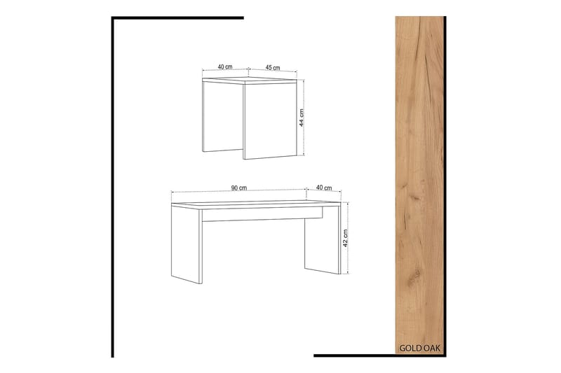 Mod Design Settbord 90 cm 2 Bord - Tre/Hvit - Møbler - Bord - Sofabord & salongbord
