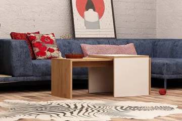 Mod Design Settbord 90 cm 2 Bord - Tre/Hvit - Møbler - Bord - Sofabord & salongbord