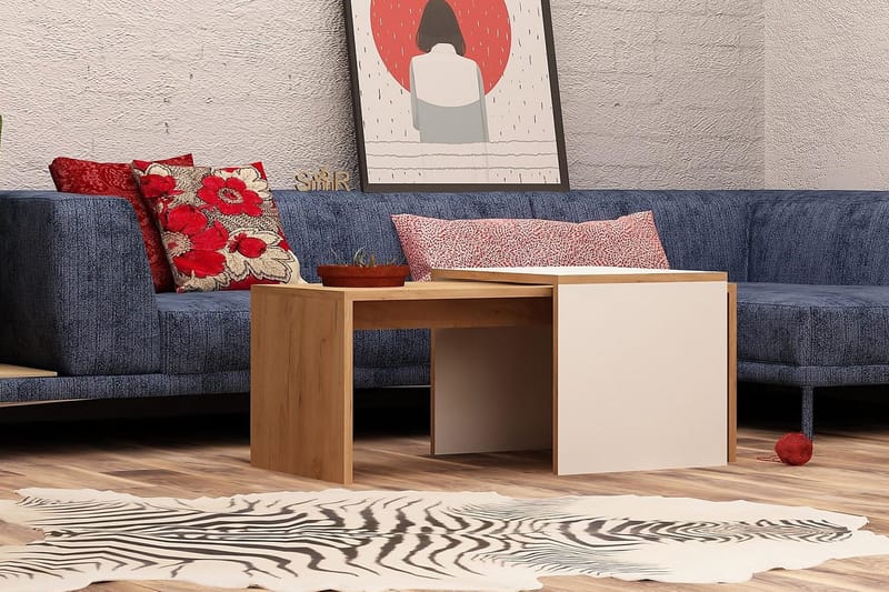 Mod Design Settbord 90 cm 2 Bord - Tre/Hvit - Møbler - Bord - Sofabord & salongbord