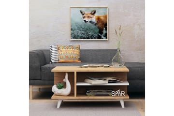 Mod Design Sofabord 80 cm med Oppbevaringshyller - Tre/Hvit - Møbler - Bord - Sofabord & salongbord