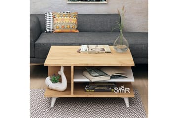 Mod Design Sofabord 80 cm med Oppbevaringshyller - Tre/Hvit - Møbler - Bord - Sofabord & salongbord