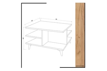 Mod Design Sofabord 80 cm med Oppbevaringshyller - Tre/Hvit - Møbler - Bord - Sofabord & salongbord