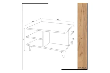Mod Design Sofabord 80 cm med Oppbevaringshyller - Tre/Hvit - Møbler - Bord - Sofabord & salongbord - Sofabord med oppbevaring