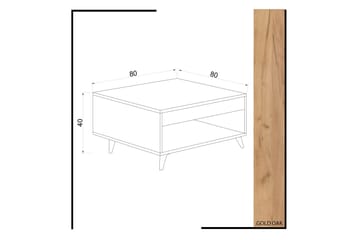 Mod Design Sofabord 80 cm med Oppbevaringsskuff + Hylle - Tre/Hvit - Møbler - Bord - Sofabord & salongbord - Sofabord med oppbevaring