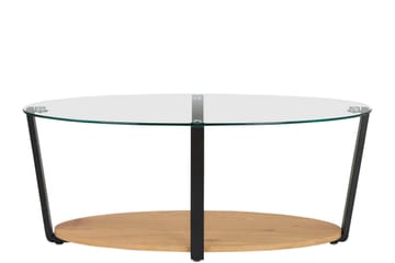 Mohaklo 110x60 cm Ovalt Salongbord med Oppbevaring i Glass med Metallben - Klar - Møbler - Bord - Sofabord & salongbord - Sofabord med oppbevaring