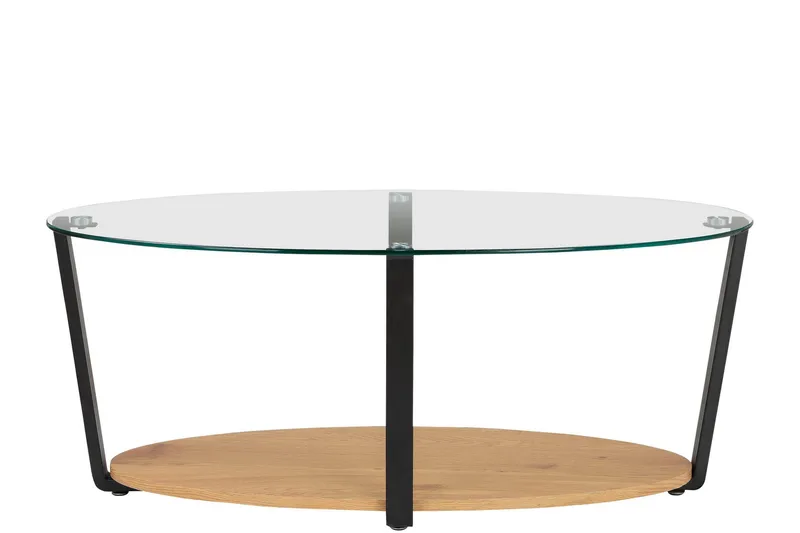Mohaklo 110x60 cm Ovalt Salongbord med Oppbevaring i Glass med Metallben - Klar - Møbler - Bord - Sofabord & salongbord - Sofabord med oppbevaring