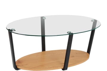 Mohaklo 110x60 cm Ovalt Salongbord med Oppbevaring i Glass med Metallben - Klar - Møbler - Bord - Sofabord & salongbord - Sofabord med oppbevaring