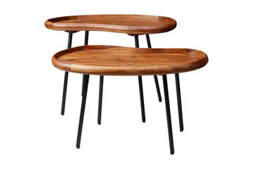 Mondry Sofabord 79 cm Njurformat - Massivt Tre/Svart - Møbler - Bord - Sofabord & salongbord