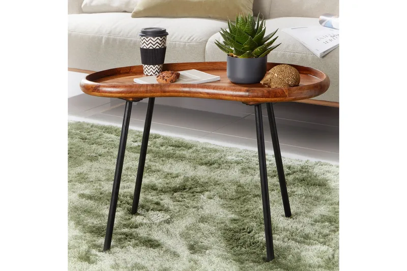 Mondry Sofabord 79 cm Njurformat - Massivt Tre/Svart - Møbler - Bord - Sofabord & salongbord