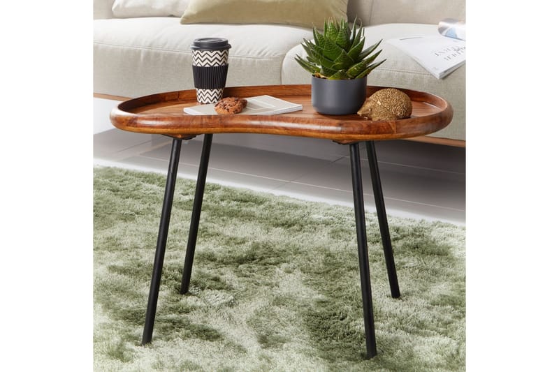 Mondry Sofabord 79 cm Njurformat - Massivt Tre/Svart - Møbler - Bord - Sofabord & salongbord