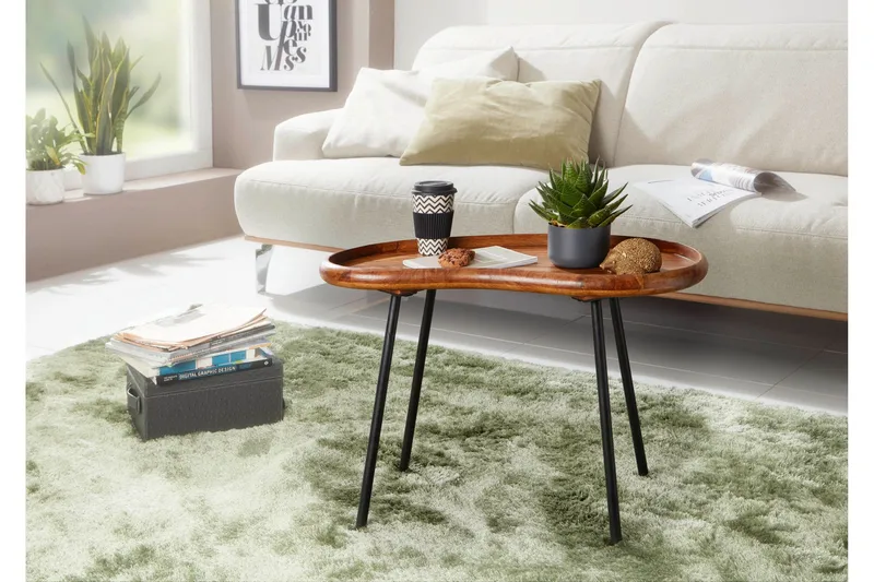 Mondry Sofabord 79 cm Njurformat - Massivt Tre/Svart - Møbler - Bord - Sofabord & salongbord