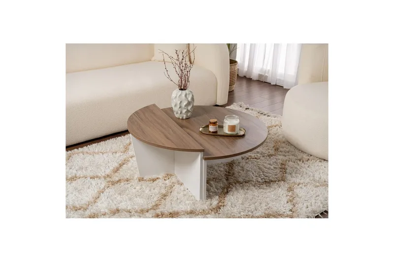 Sofabord Mukund Valnøtt Hvit - Valnøtt Hvit - Møbler - Bord - Sofabord & salongbord