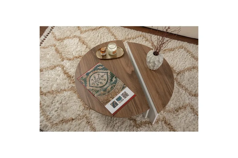 Sofabord Mukund Valnøtt Hvit - Valnøtt Hvit - Møbler - Bord - Sofabord & salongbord