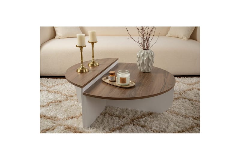 Sofabord Mukund Valnøtt Hvit - Valnøtt Hvit - Møbler - Bord - Sofabord & salongbord