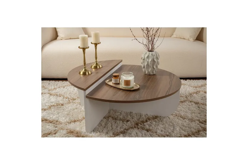 Sofabord Mukund Valnøtt Hvit - Valnøtt Hvit - Møbler - Bord - Sofabord & salongbord