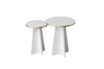 Munne Rundt Sofabord 40 cm i Tre med Malt Tre - Hvit - Møbler - Bord - Sofabord & salongbord