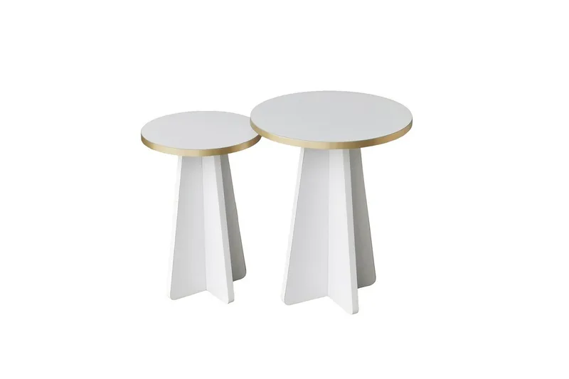 Munne Rundt Sofabord 40 cm i Tre med Malt Tre - Hvit - Møbler - Bord - Sofabord & salongbord