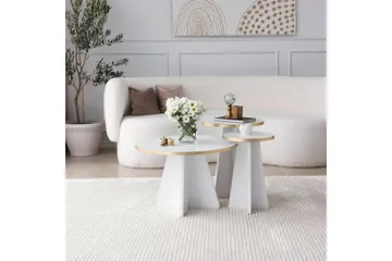 Munne Rundt Sofabord 40 cm i Tre med Malt Tre - Hvit - Møbler - Bord - Sofabord & salongbord