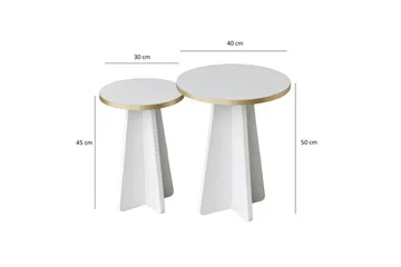 Munne Rundt Sofabord 40 cm i Tre med Malt Tre - Hvit - Møbler - Bord - Sofabord & salongbord
