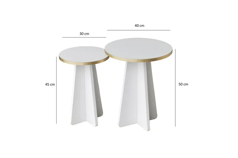 Munne Rundt Sofabord 40 cm i Tre med Malt Tre - Hvit - Møbler - Bord - Sofabord & salongbord
