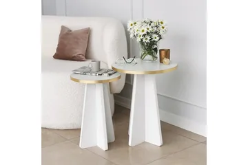 Munne Rundt Sofabord 40 cm i Tre med Malt Tre - Hvit - Møbler - Bord - Sofabord & salongbord