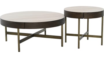Sofabord Myrdal 90 cm - Travertintopp med bronsefargede metallben - Møbler - Bord - Sofabord & salongbord