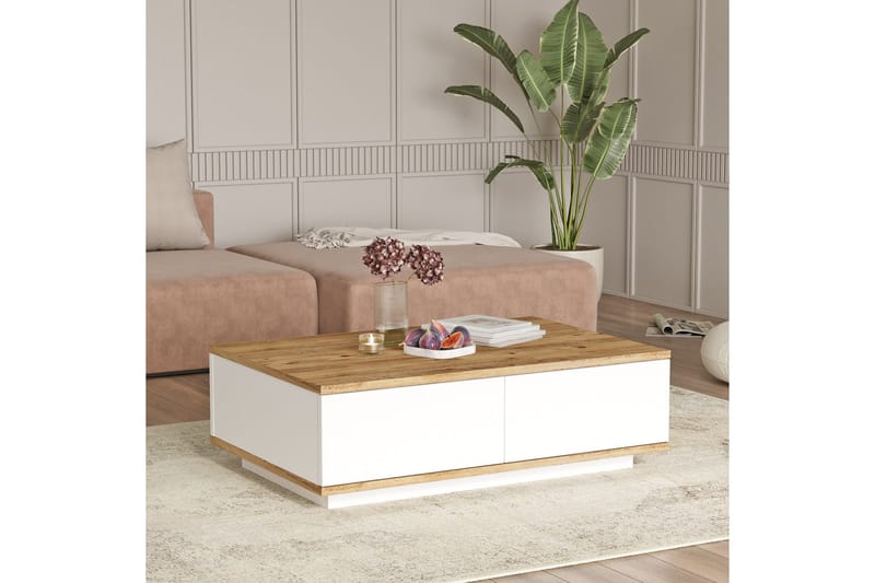 Najar Sofabord 90 cm - Brun/Hvit - Møbler - Bord - Sofabord & salongbord