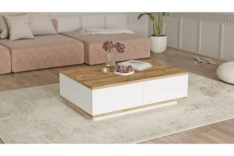 Najar Sofabord 90 cm - Brun/Hvit - Møbler - Bord - Sofabord & salongbord